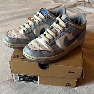 Nike Light Blue and White Dunk Low GS Kids Sneakers | 3.5Y